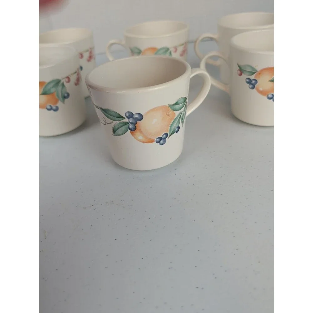 Vintage  Corelle Corning Ware Abundance Coffee/Tea Cups Set Of 8